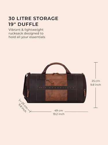 Image of Gear Clubsport 19 inch /33L Large Faux Leather Water Resistant Duffle Bag /Travel Bag /Gym Bag for Men & Women(Brown-Tan)
