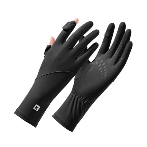 Guantes de protección solar de verano para mujer, resistentes a los rayos UV, para conducir, seda de hielo, longitud media, delgados, para coche, montar al aire libre