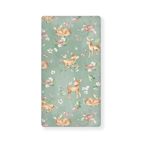 Image of Woodland Fawn Fitted Crib Sheet Baby Deer Standard Crib Mattress Fitted Sheet Forest Animals Toddler Bed Mattress Sheets for Boys Girls 28 inchx52 inch