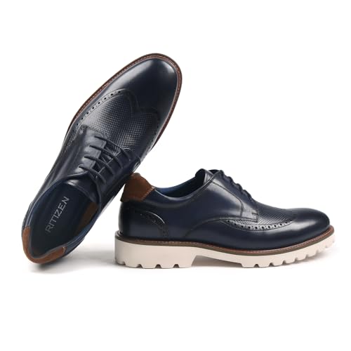 RITIZEN Men's Oxford Formal Shoes Classic Lace-up Dress Shoes Business Casual Oxford Genuine Leather Shoes4