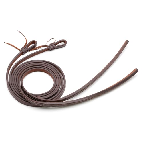Jeffers LuxeLeather Heavy Oiled Split Reins 5/8" x 8' with Weighted Ends for Horses, Western Harness Leather Horse Reins, Water Tie Bit Ends, Equestrian Tack for Riding, Ranch, Trail, Barrel