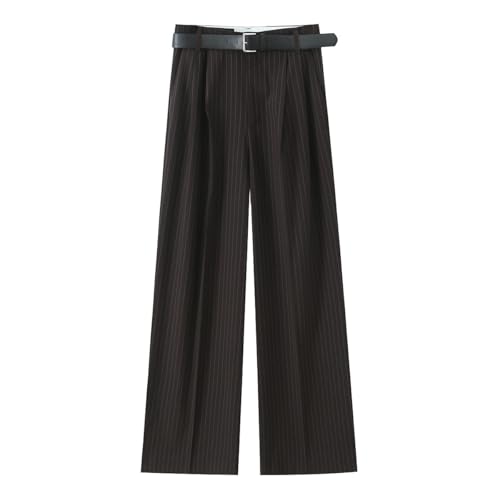 Womens Double Pleated Pants Wide Leg Dress Pants High Waist Trendy Trousers