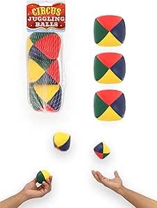 3 Pack Juggling Balls 5.5cm, Soft Bean Bags in Storage Net, Ideal for Learning Juggling, Circus Practice & Coordination Training