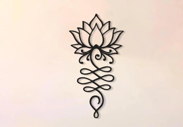 Image of BLIND SHOP Lotus Flower Metal Wall for Home Decor | Wall Sculpture Home Decoration | Metal Art | Metal Wall Art | Wall Hanging Housewarming Gift that Brings Luck to Home (58L X 30W X 1.5H Cm)