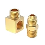 Brass Grill Connectors for Mr Heater Buddy Heaters, 90 Degree Barstock Street Elbow, Half-Union, 3/8' NPT Male Pipe x 3/8' NPT Female Pipe, 3/8' Flare x 3/8' Male Pipes, for F273684 Propane Tank Hose