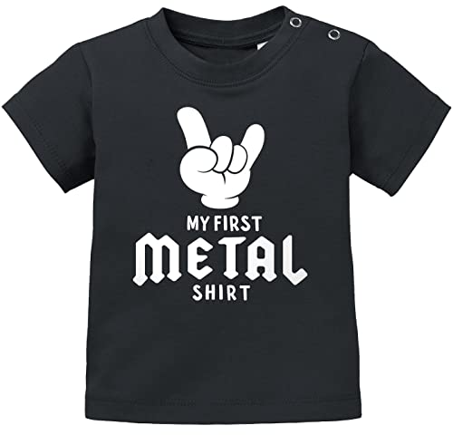 MoonWorks® Baby T-Shirt Kurzarm Babyshirt My First Metal Shirt Hardrock Heavy Metal Jungen Mädchen Shirt schwarz 92/98 (16-24-Monate)
