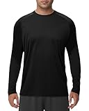 Long Sleeve Shirts for Men - Quick Dry Moisture Wicking UV UPF Sun Protection T-Shirts for Fishing Workout Swim A-Black