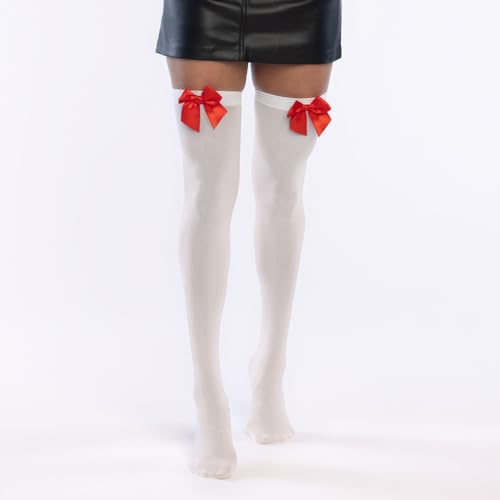 Boland CAT015 - Collant Bas Blanc avec Noeud Rouge