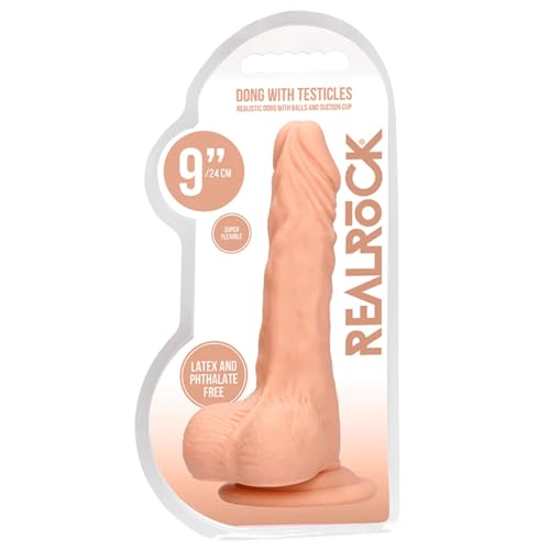 Dong Realrock Skin 23cm à ventouse et testicules moulés Flesh