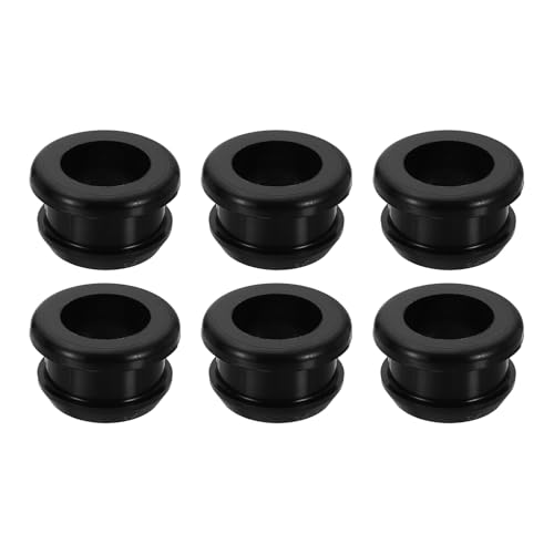 sourcing map 6Pcs Rubber Grommets Fit 0.63" (16mm) Hole Dia.0.47" (12mm) H 0.24"(6mm) ID Hole Top Hat Grommet Silicone Rubber Hole Plug Gasket for Electrical Box Cable Pipe, Black