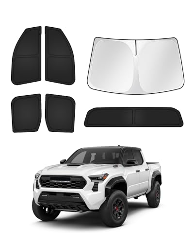 Image of Canvcle Sunshades for Toyota Tacoma 2024 2025 2026 Accessories Windshield Sun Shade Side Rear Window Shade Cover Sun Visor Shield Privacy Protection for Camping Keep Vehicle Cool Black 6PCS