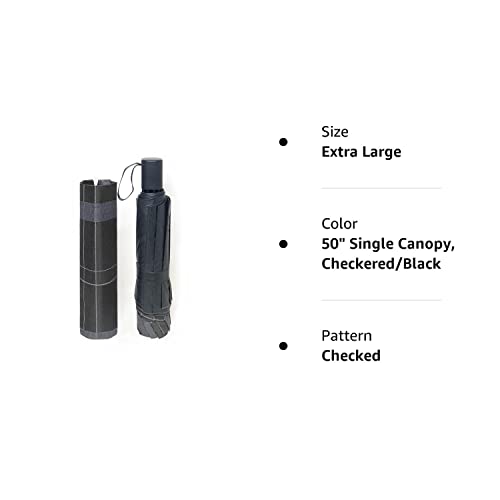 50 Inch Large-Size Manual Collapsible Travel Umbrella - Compact, Lightweight, Uv Protection, Reverse Umbrella For Men And Women (Single Canopy/Black) #TOP7