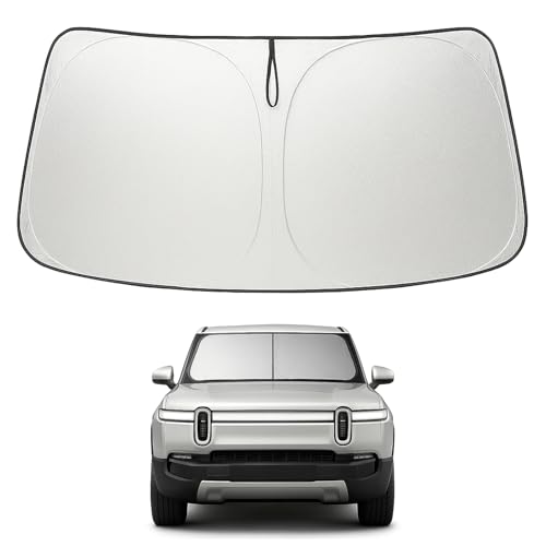 Image of Proadsy Windshield Sun Shade for Rivian R1S 2022-2025 2026 4-Layer Foldable Front Sunshade Protector Sun Visor Blocks UV Rays Keep Car Cooler