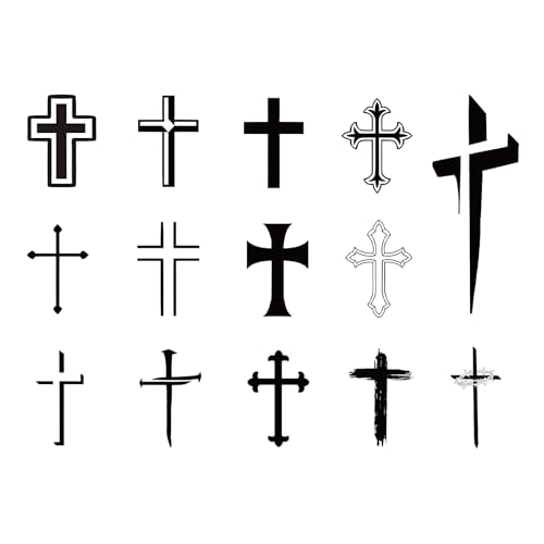 WEEKINK Cross Temporary Tattoos for Men – 11 Christian Faith Religious Designs, Realistic, Waterproof, Long-Lasting Fake Tattoos