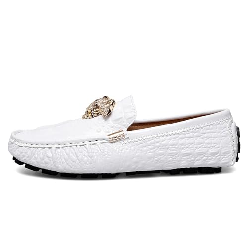 CHUUMEE Fashion Crocodile Pattern Men's Driving Penny Loafers Leather Moccasin Slip-On Casual Dress Boat Shoes2