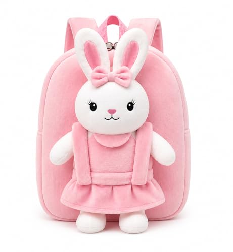 Image of Cartoon Plush Kids School Bag 2-6 Years | Soft Toy Backpack for Boys & Girls | Toddler Nursery Preschool Bag | Lightweight Adjustable Straps