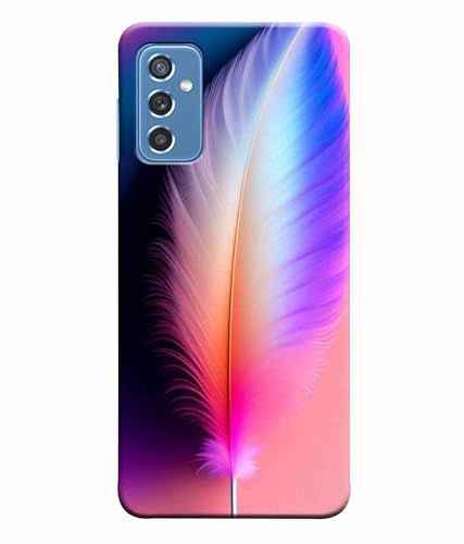 Image of Printed Hard Back Case Cover & Compatible for Samsung Galaxy M52 5G | Colourful Feather (Multicolor) - D1181