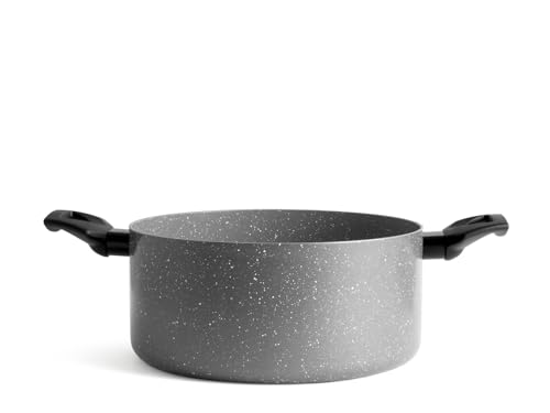 H&H Casserole Sigma 24 cm - Corps en aluminium imprimé, revêtement antiadhésif en céramique en nid d'abeille, fond compatible tous les plans de cuisson,...
