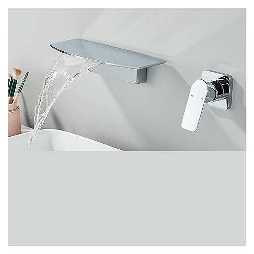 Mitigeur de baignoire cascade noir mat chrome avec bec de mur et poign&eacute;e unique
