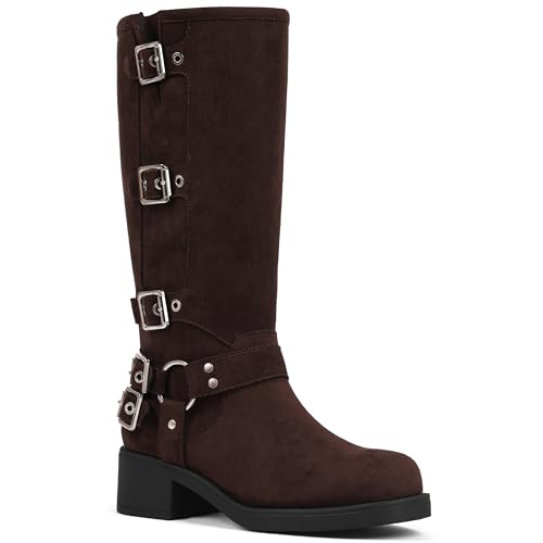 AMINUGAL Brown Suede Knee High Boots