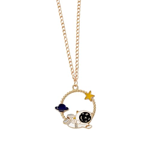 Collier planète argent 925 femme homme pendentif étoile astronaute mignon