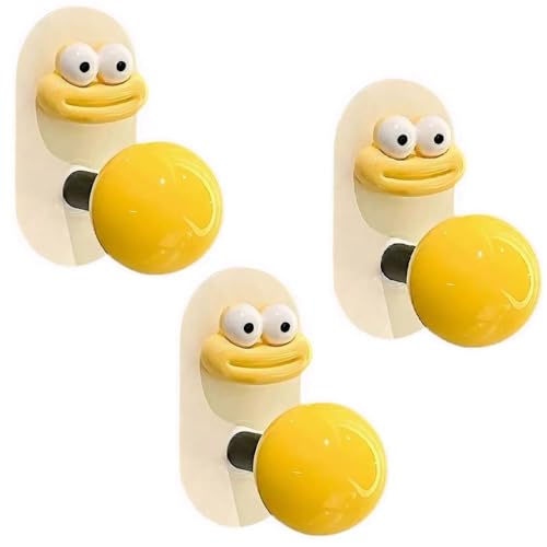 Image of Cartoon Face Self-Adhesive Wall Hook with Colorful Ball Shape Knob, No-Drill Hanging Hook (3)