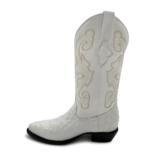 Mens J Toe Ostrich Print Leather Western Cowboy Boot2