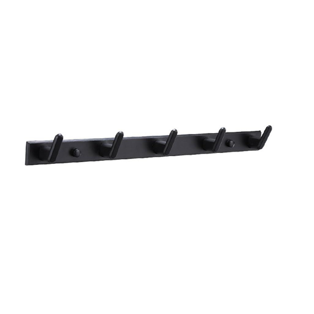 Lmysxaoz Black Vintage Metal Coat Rack Wall Mount, Aluminum Thickened Hooks Hanging Rail Clothes Towel Racks For Bathroom Entryway Bedroom Behind The Door 6Hook