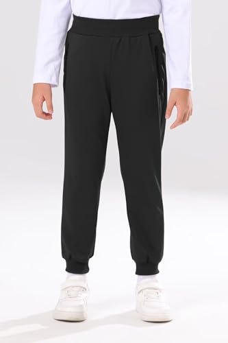 BINPAW 3 Pack Boy's Pull On Sweatpants Active Jogger Pants with Zipper Pocket Athletic Pants for Kids, Black/Dark Gray/Gray, 15-16 Years = Tag 1702