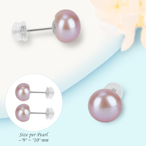 earrings studs for women pearl earrings Sterling Silver AAAAA+ Hypoallergenic White purple pink Freshwater Cultured Handpicked with Genuine Cultured pearl studs Birthday Wedding Jewelry Gift4