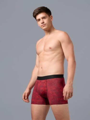 Image of TECHNOSPORT Men's Colorblock Trunks Underwear with ElastoLITE 4 Way Stretch Lightweight Breathable Moisture Wicking Soft Anti Odour Anti Microbial Comfort Fit Boxer Briefs Innerwear for Men