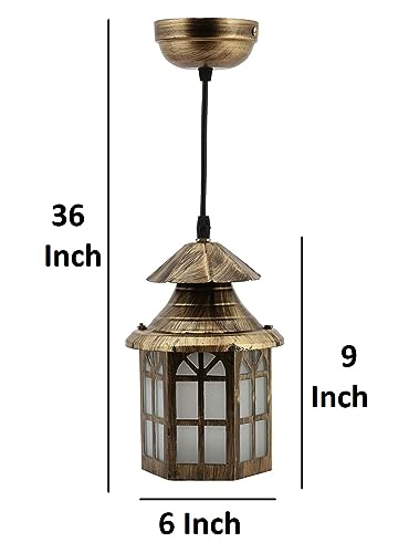 Image of GreyWings Copper Antique Hanging Light & Pendant Light for Home Iron & Glass Vintage Ceiling Lamp with Decorative,(Bulb is not Included) Pack of 2.
