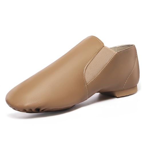 Image of Dynadans Unisex PU Leather Upper Slip-on Jazz Shoe with Elastics for Women and Men's Dance Shoes UG