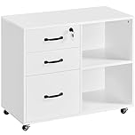 Yaheetech File Cabinet Mobile Letter Size File Organization Unit Mobile Lateral Filing Cabinet Printer Stand for Home and Office,White