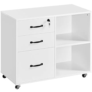 Yaheetech File Cabinet Mobile Letter Size File Organization Unit Mobile Lateral Filing Cabinet Printer Stand for Home and Office,White