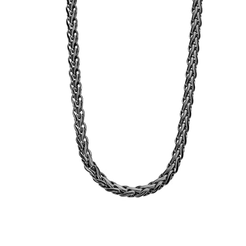 LOTUS STYLE Cadena Acero Inoxidable Hombre de 316l - Diseño Sofisticado y Resistente al Agua 600.00 mm LS2366-1/3 Collar Hombre Negro - Regalo de Cumpleaños, Aniversario, Día del Padre