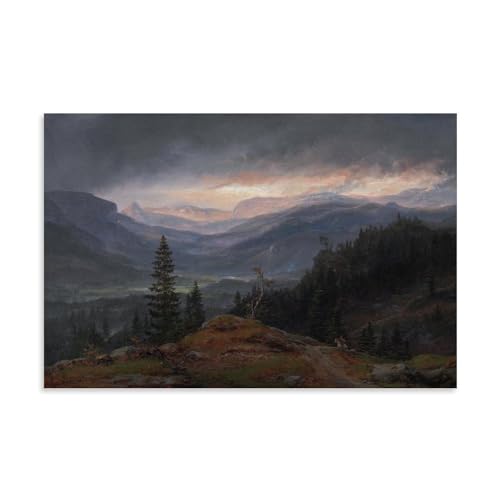 Impression d'art mural paysage romantique J.C. Dahl Hallingdal 50x75cm
