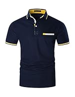 Style: Short Sleeve, Turn-Down Collar, Modern Cut, A real pocket on the chest, Contrasting color thread fabric Polo Shirt comes with 3 Buttons Placket. Desgin: Basic style slim fit Polo, fashion and casual, contrast color thread fabric collar make yo...