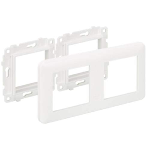 Marco y bastidor doble para instalación en superficie de 45x45 milímetros válido para 2 CV1E, adecuado gama 45, acabado blanco nieve, 15 x 8 x 10 centímetros (referencia: CE45D/4) Cover