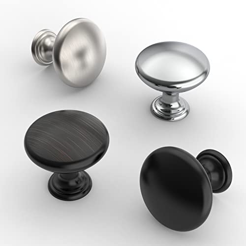 Furniware 10 Pack Cabinet Hardware Knobs, Kitchen Door Cabinet Brushed Satin Nickel Round Solid Knobs - 1-1/4 Inch (30Mm) Diameter #TOP1
