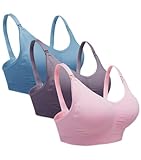 Nursing Bra for Women Breastfeeding Maternity Bralette 3 Pack Seamless Bras(Blue/Pink/Dark Purple,M)