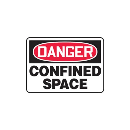 Panneau danger confined space pour sécuriser accès cuves de stockage