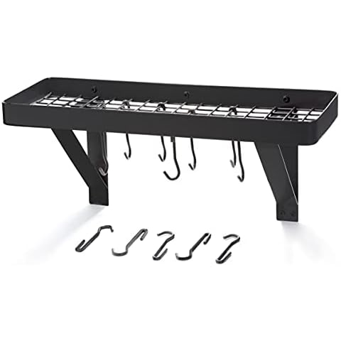 Old Dutch International 123MB Bookshelf Style Pot Rack, Metal, Matte Black Cover