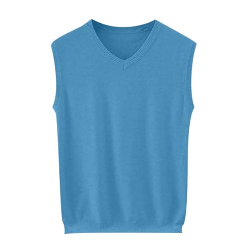 NATHGAM Men's Knit Sweater Vest Fall Loose Fit Sleeveless Knit Pullover V Neck Casual Solid Color Lightweight Soft Sweaters