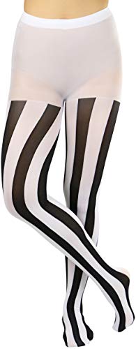 Image of ToBeInStyle Women's Wide Vertical Stripe Footed Footless Opaque Tights Leggings