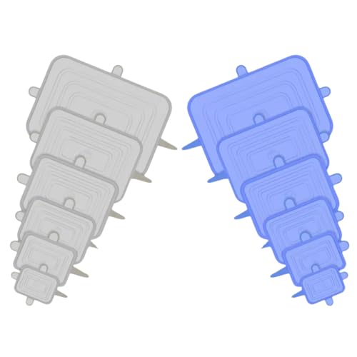 Halsgroves Stretching Silicone Food And Bowl Covers, Microwave Food Cover, Eco-Friendly Silicone Stretch Lids for Cups Cans & Tins, Food Huggers, 12 Pack (Square)