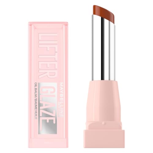 Maybelline New York Lifter Glaze High Shine Lip Oil Balm, Sheer Pink Plumping Gloss with Hyaluronic Acid, Non-Sticky 24HR Hydrating Lip Treatment, Shade: Latte Crush