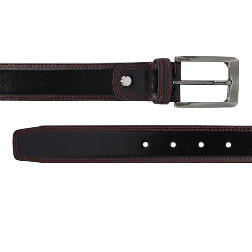Image of Da Milano Non Reversible Leather Belt for Men - Black