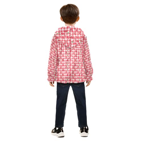 Cherry Buffalo Plaid Boys Fleece Coat,Children's Zip-Up Hoodie Jacket,Baby Warm Fashion Outerwear 3-10T,A1134004