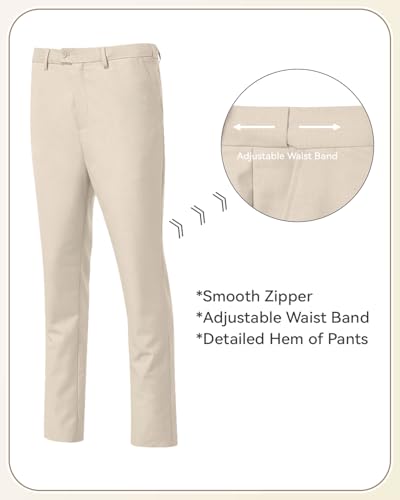 Image of Men's 3 Piece Slim Fit Suit Set, Two Button Blazer Solid Jacket Vest Pants Wedding Business Suit